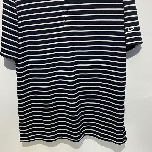 Nike Dri-Fit Men's Striped Victory Black White Golf Polo Shirt Large NWT - Picture 2 of 9